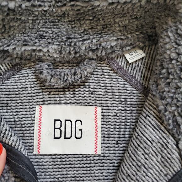 BDG Sherpa Fleece Jacket Womens Medium Full Zip High Collar Urban Outfitters - Picture 3 of 8